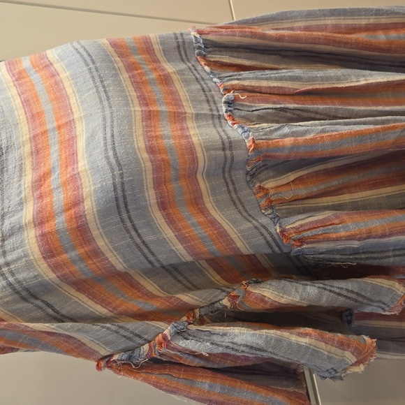 Free People Summer Nights Striped Tunic Cotton Blue Pink Womens Size Medium - Picture 3 of 13